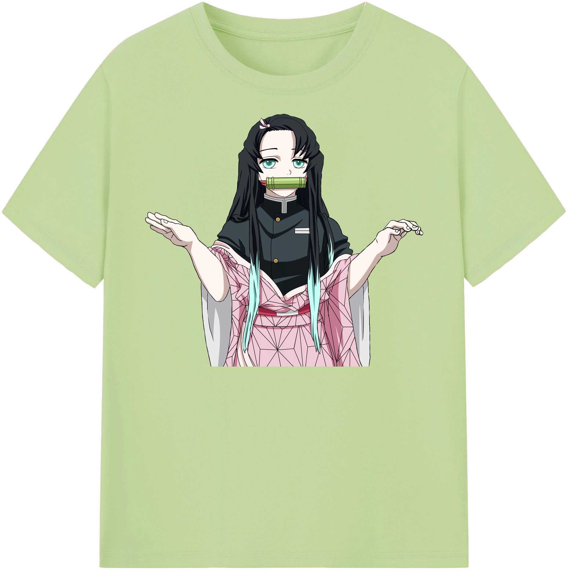 （画像用） 鬼滅の刃（きめつのやいば）竈門 禰󠄀豆子／かまど ねずこ Kamado Nezuko 綿100％半袖Tシャツ（フロントプリント）